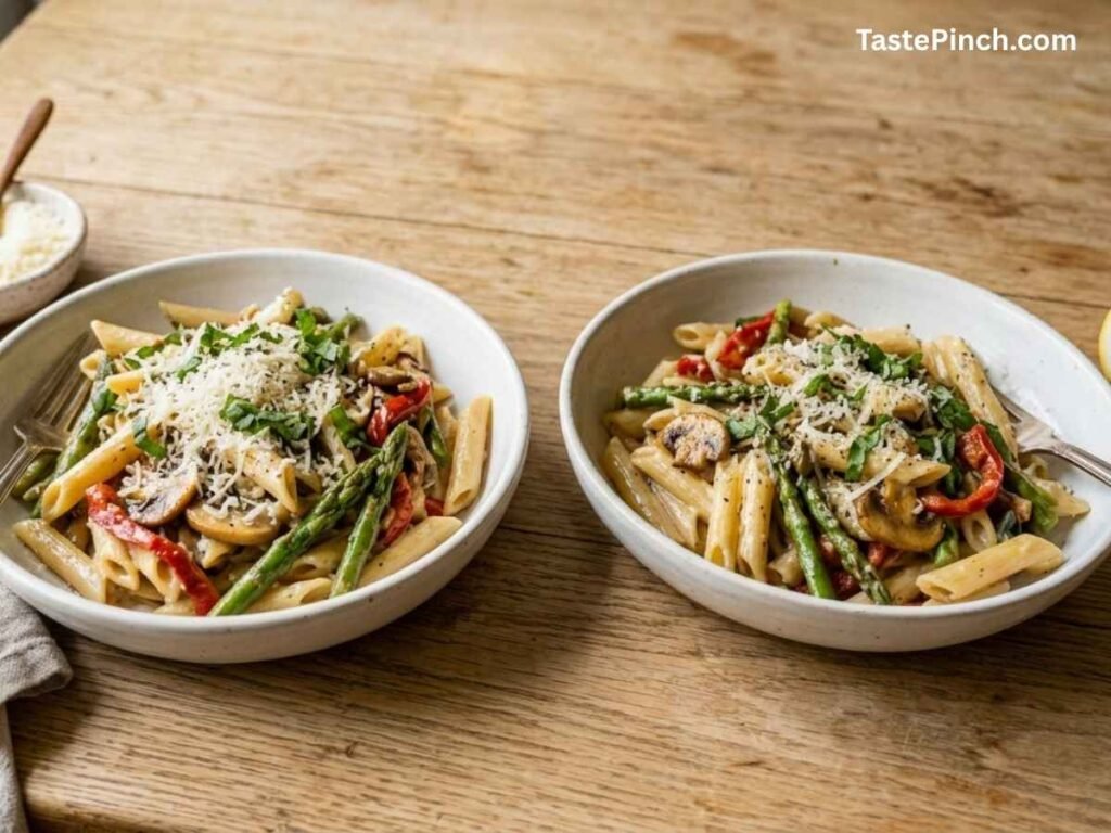 Asparagus Mushroom Red Pepper Pasta – Easy 30-Min Dinner