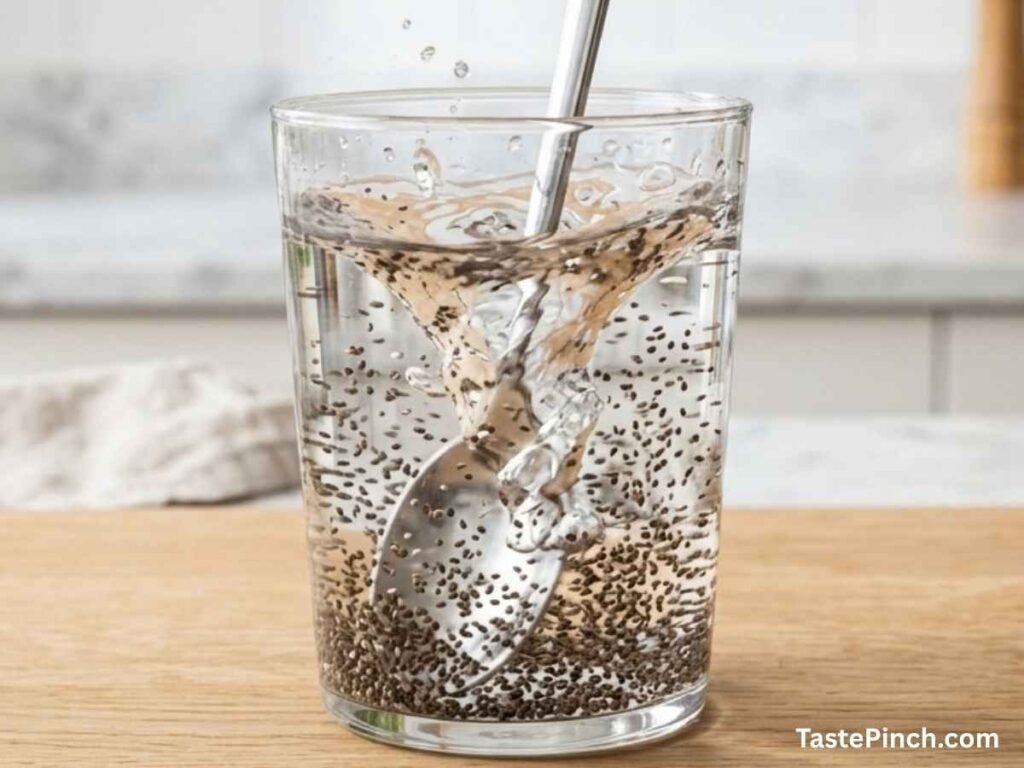 Chia Water for Weight Loss Work, mixing seeds